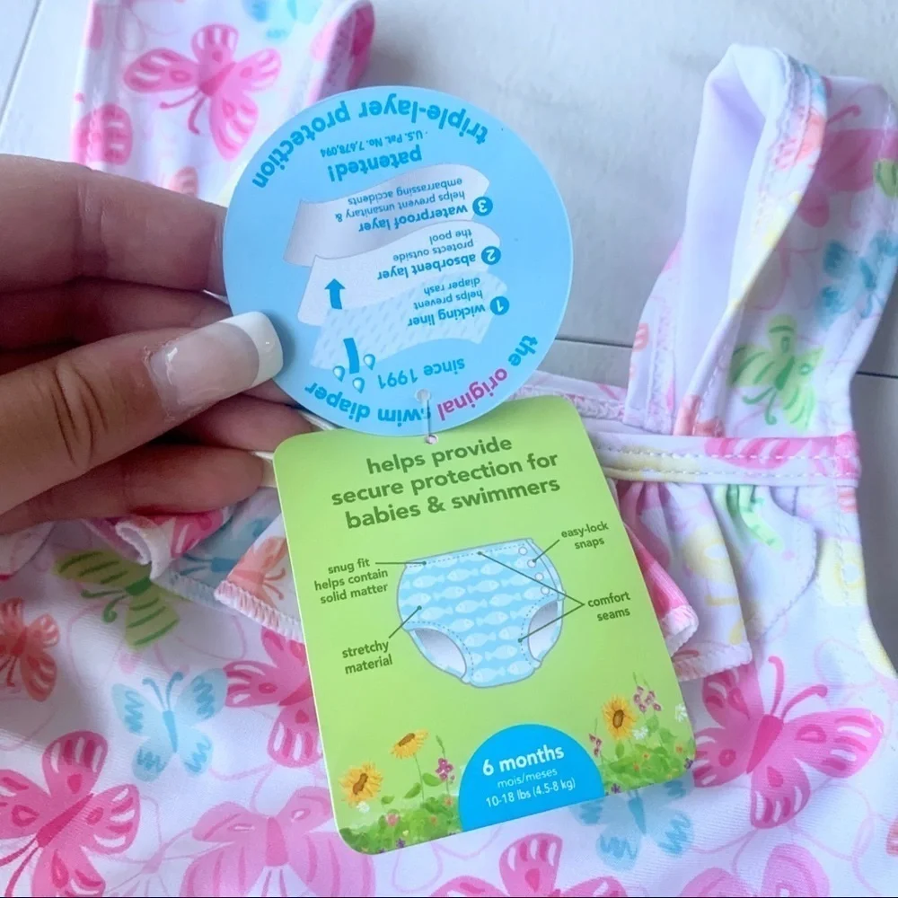Green sprouts infant swim diaper suit floral 6 mo